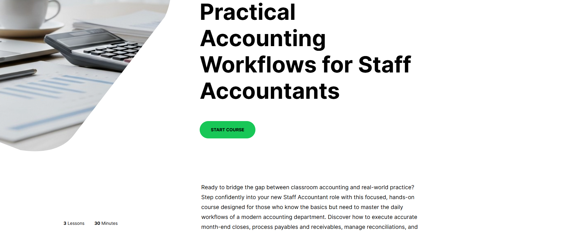 Accounting eLearning course module screen showing QuickBooks workflow